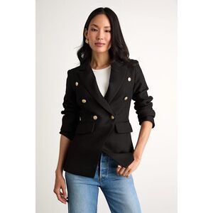Lulus Sandara Black Oversized Double-breasted Blazer - Size XL